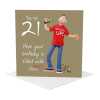 21st birthday card for him - designed by Erica Sturla - 15cm square and blank inside, made in the UK