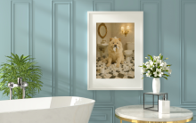 Personalised Pet Bathroom Themed Home Decor Print - A6