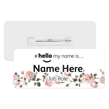 #hello my name is... Name Badge - Pink Rose Vine Border