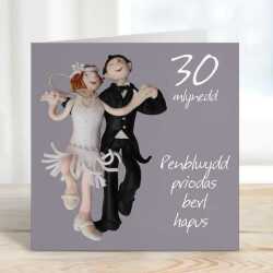Penblwydd priodas berl hapus - Welsh 30th anniversary card - designed by Erica Sturla - 15cm square and blank inside, made in the UK