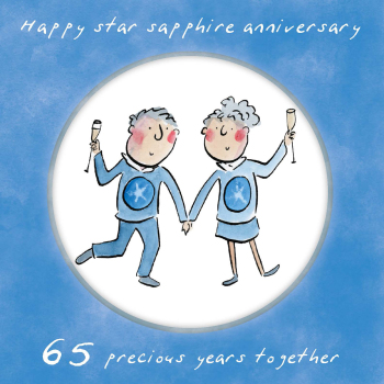 Holy Mackerel Star sapphire 65th wedding anniversary card by Rosie Brooks - blank inside - 15cm square