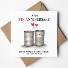 10 Year Anniversary Card - Happy Tin Anniversary - Standard Smooth Card