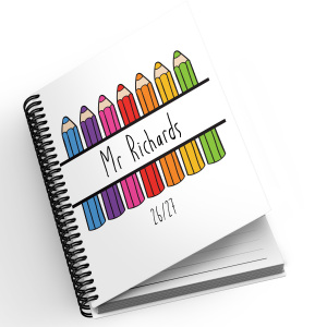 A5 Personalised Spiral Bound Diary - Crayon Monogram | Yearly | Academic | Appointment