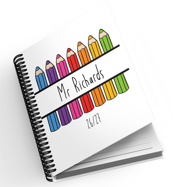 A5 Personalised Spiral Bound Diary - Crayon Monogram | Yearly | Academic | Appointment - Standard 2027