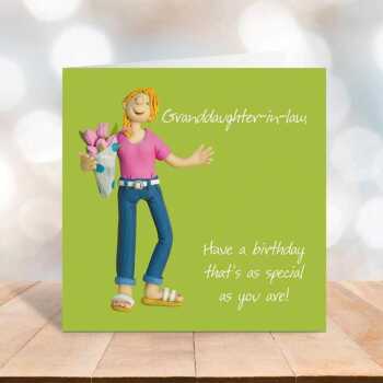 Granddaughter-in-law birthday card - designed by Erica Sturla - 15cm square and blank inside, made in the UK