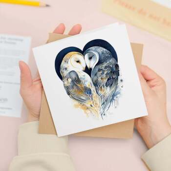 Anniversary Card For Wife Anniversary Card For Husband Boyfriend or Girlfriend Anniversary Card For Him or Her Blue Owls