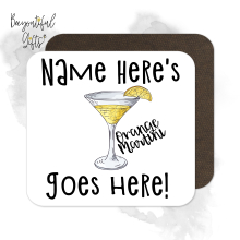 Personalised Cocktail Coaster - Hand Drawn Orange Martini