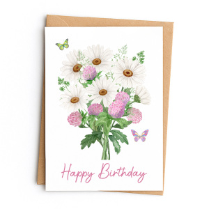 Birthday Card - Happy Birthday Butterfly Bouquet - Large (Approx. A4 | 210mm x 297mm | 8.3in x 11.7in) - Standard Smooth Card