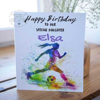 Handmade Personalised Girly Football Card