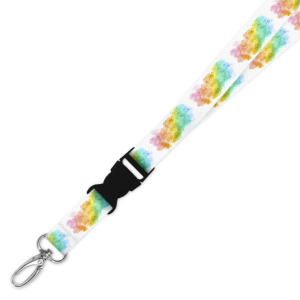 Double Breakaway Lanyard - Watercolour Rainbow Splash