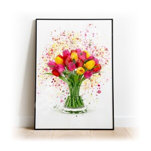 Tulips Splash Effect Art Print