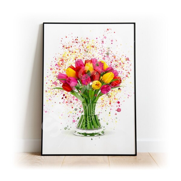 Tulips Splash Effect Art Print - A6 (Approx. 10cm x 15cm)