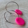 Fluorescent Pink Clay Hoop Earrings: Minimalist Festival Jewelry - fluorescent pink