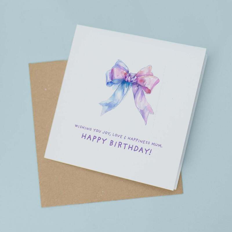 Birthday Card For Mum Pretty Birthday Card For Mum Lovely Birthday Card For Mum or Mother Beautiful Bow Ribbon Mum Birthday Card - Square (5.5x5.5) / Blank Inside