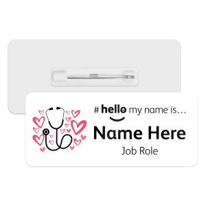 #hello my name is... Name Badge - Stethoscope & Hearts