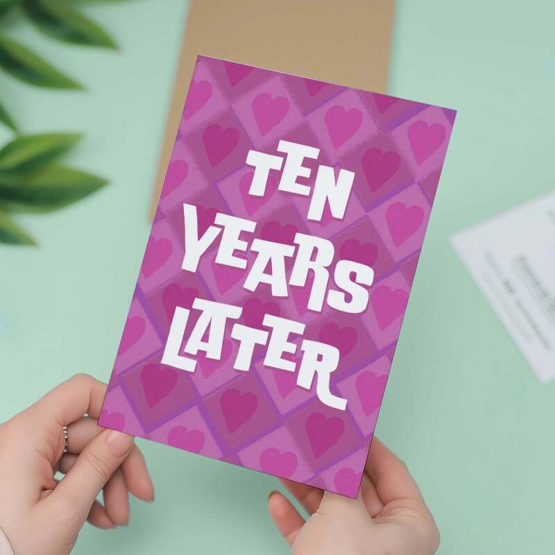 10th Wedding Anniversary Card For Wife Anniversary Card for Husband Anniversary Card For Boyfriend or Girlfriend Tenth Anniversary Gift - Large (5x7) / Blank Message