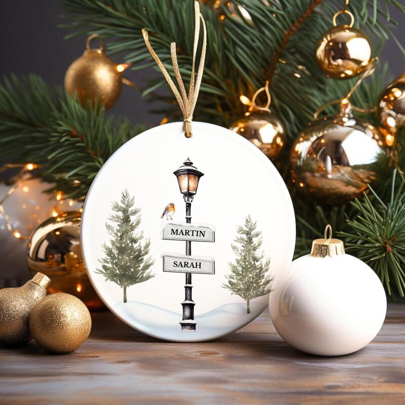 Personalised Christmas Tree Decoration, Family Christmas Ornament, Sign Post Decoration, Christmas Bauble, Family And Pet Decoration - RED
