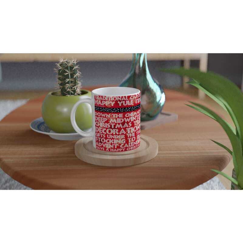Christmas Seasonal Snow Words Mug - Ceramic White