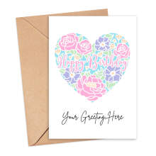 Personalised Custom Message Card - Papercut Happy Birthday Heart - Small (Approx. A6) - Standard Smooth Card