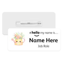 #hello my name is... Name Badge - Watercolour Springtime Floral Watering Can
