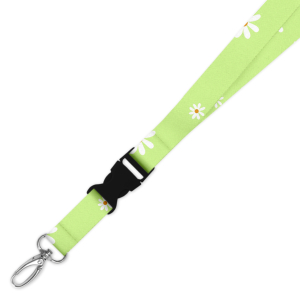 Double Breakaway Lanyard - Daisy Background - Lime