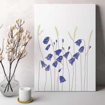 Harebells and grass blank greeting card -  designed by Eloise Hall - 15.7 x 11cm and blank inside, made in the UK