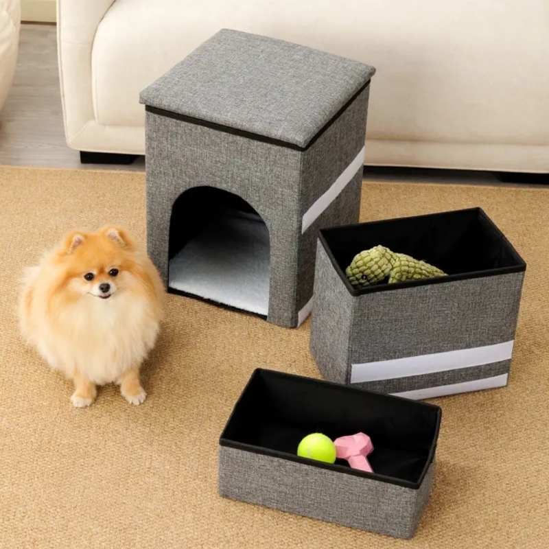 Foldable Pet Stairs with Cozy Condo, Storage & Scratcher 🐾