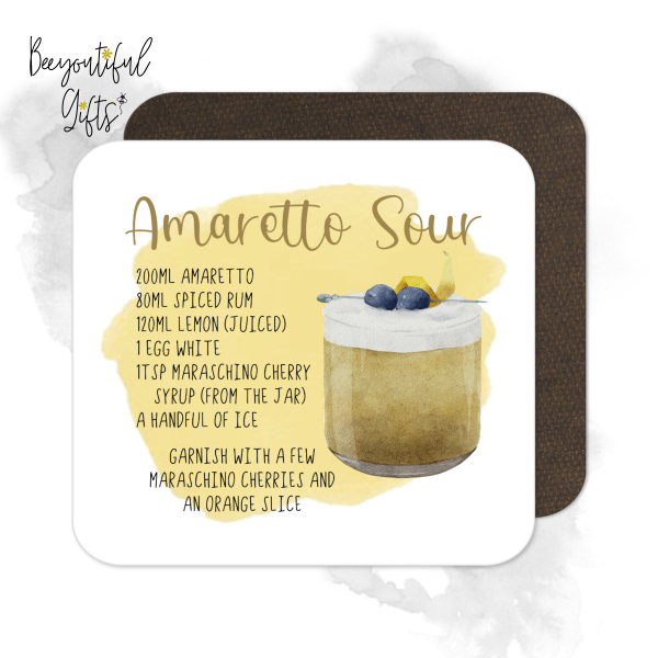 Cocktail Recipe Coaster - Amaretto Sour