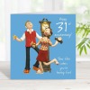 31st Anniversary Card - Time Flies - Polymer Clay Art by Erica Sturla - Funny Anniversary UK