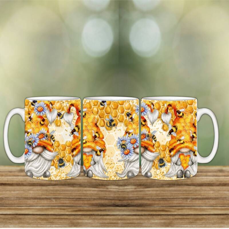 Sunflower/Bee Gnome mugs - mint green