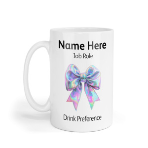 Personalised Ceramic Mug - Iridescent Coquette Bow Ribbon