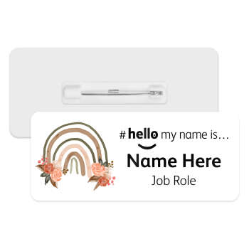 #hello my name is... Name Badge - Floral Natural Boho Rainbow