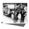 Dressed to impress, retro photographic card featuring fashionable ladies with vintage car  - 12.6 x 17.7cm and blank inside - made in the UK