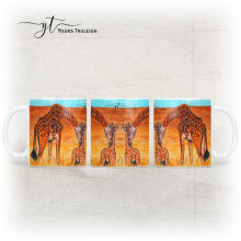 Giraffe - Ceramic Mug, Hardboard Coaster & Placemat Set - Giraffe