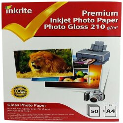 Inkrite A4 210gsm Single Sided Gloss Photo Paper - 50 Sheet Packs
