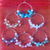 Set of 6 Wine Glass Charms with Crystals
