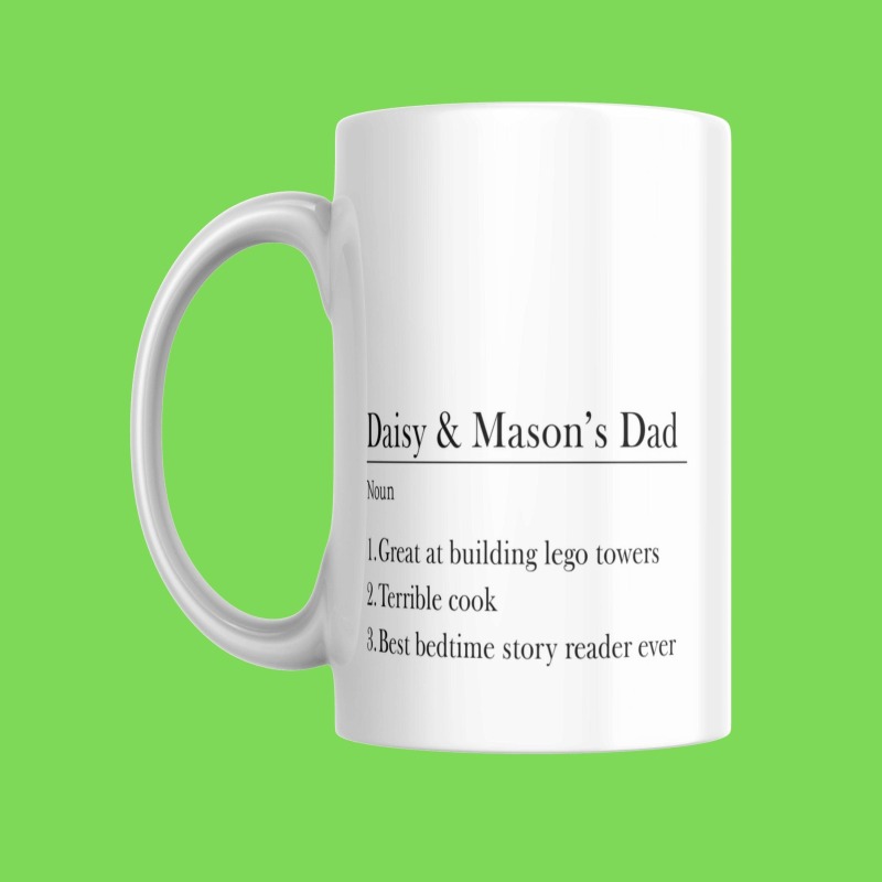 Dad Personalised Mug Gift For Him - Cute Customised Birthday, Father's Day, or Christmas Present for Daddy