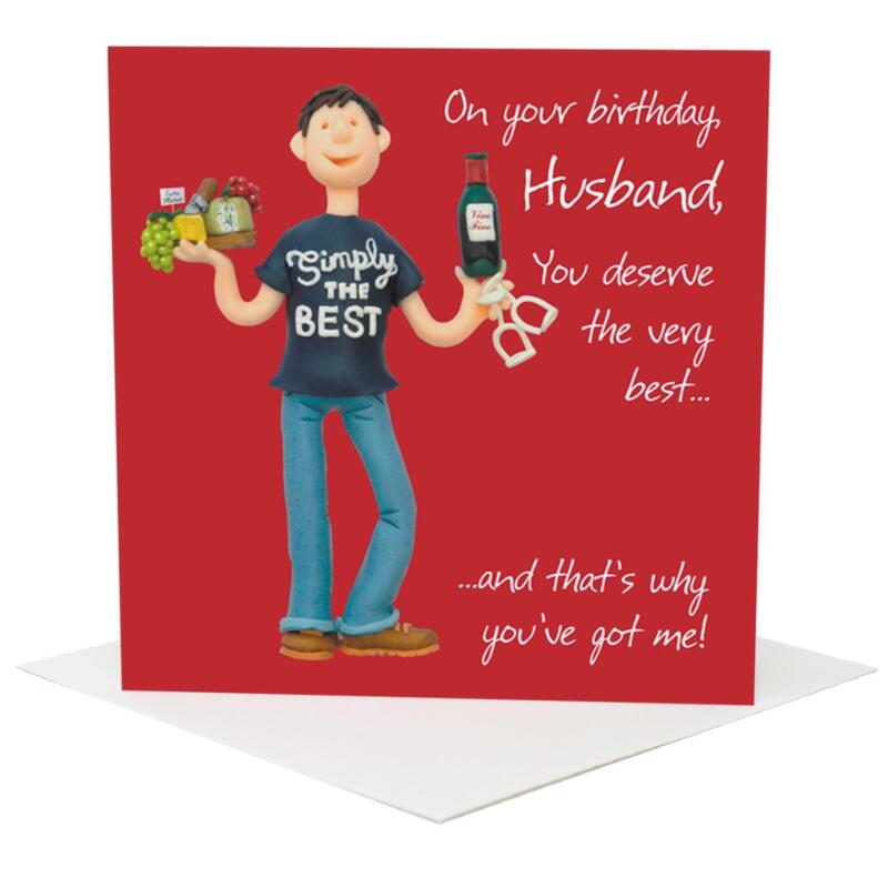 Husband, simple the best birthday card for him - designed by Erica Sturla - 15cm square and blank inside, made in the UK