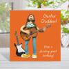 Funny guitar goddess birthday card for her - designed by Erica Sturla - 15cm square and blank inside, made in the UK