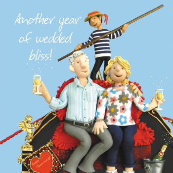 Holy Mackerel Wedded bliss Venice anniversary card by Erica Sturla, 15cm square and blank inside