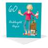 Penblwydd hapus 60 - a Welsh 60th birthday card for her - designed by Erica Sturla - 15cm square and blank inside, made in the UK