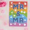 Mr and Mr, confetti themed gay wedding card with a gorgeous printed envelope - 12 x 17cm and blank inside - made in the UK