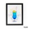 BLUE LAGOON  Splatter Art Print, High Gloss Print, Splash Art, Home Decor, Home Bar Custom Drink Art Cocktails - A6