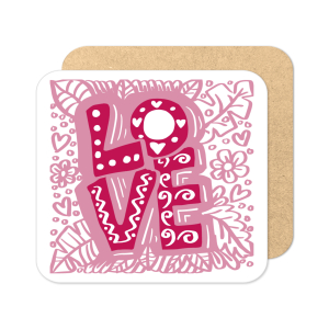 Valentine's Day Coaster - Love Floral Hand Lettering