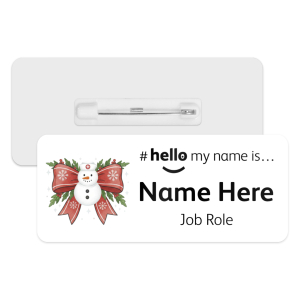 #hello my name is... Name Badge - Snowman Nurse Christmas Coquette Bow