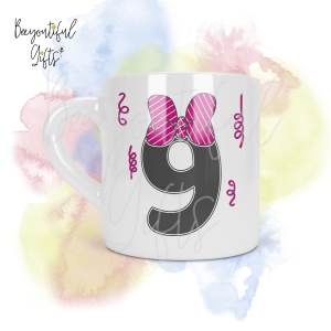 Personalised Bow with Streamers 9th Birthday Number Smug Mug® (6oz)