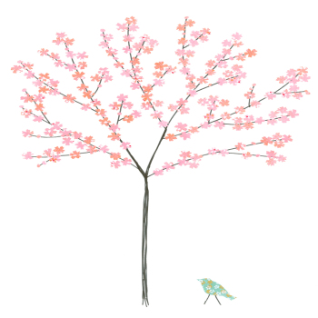 Holy Mackerel blossom tree blank card - designed by Eloise Hall - 15.7 x 11cm - blank inside