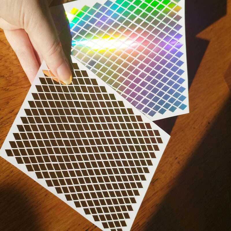 300 Tiny Diamond Stickers in Gold and Holographic - Gold