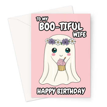 Cute Ghost Birthday Card For Wife