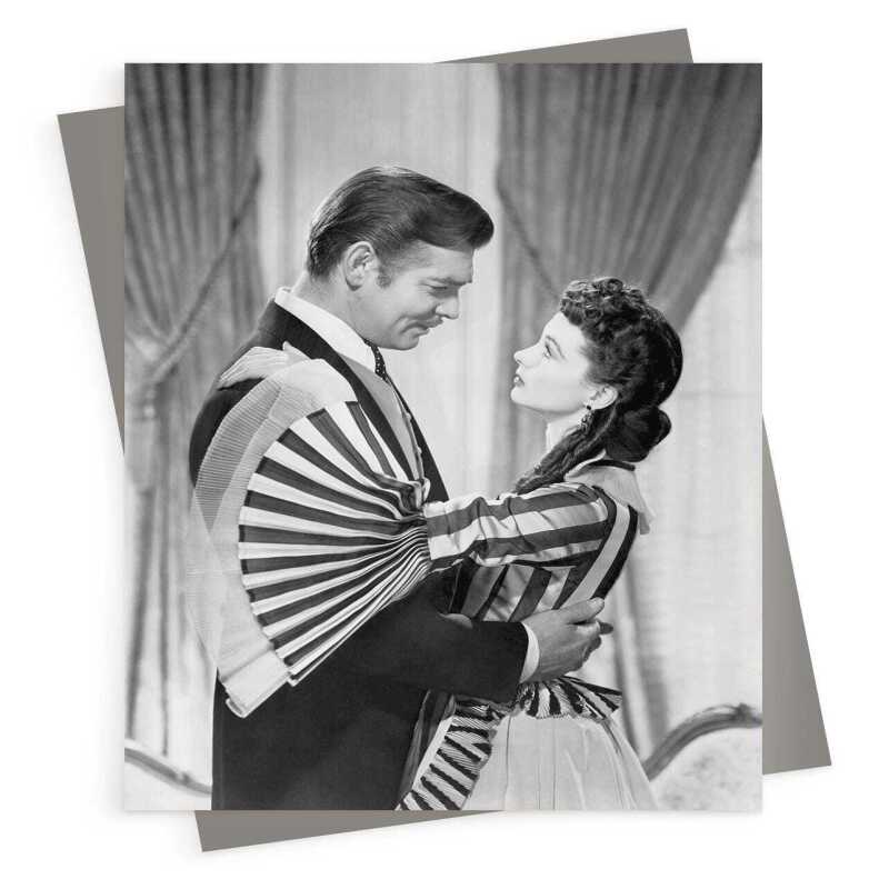 Gone with the Wind, vintage photographic black and white card - 12.6 x 17.7cm and blank inside - made in the UK